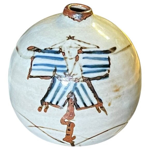 Otagiri Orb Bud Vase Japan Sphere Round 1980s Vintage Pottery Ceramic - Picture 2 of 16